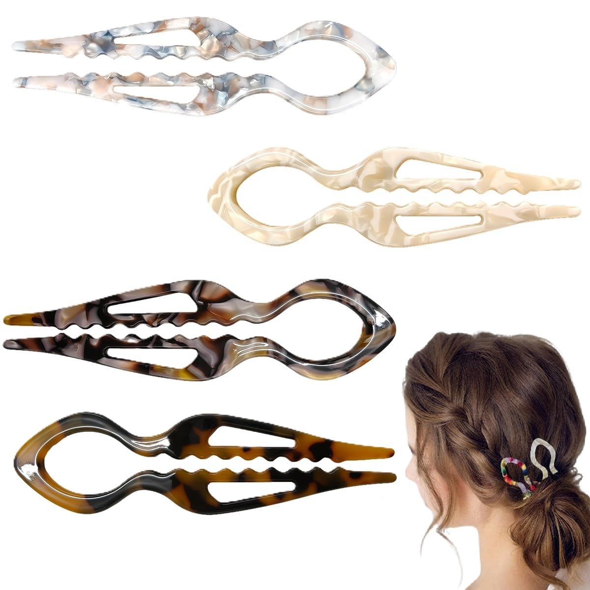 Hair Clip for Women Girls, 4.3 Inch Large Claw Clips, Matte Hair Clip with No-Slip Grip for Hair and Long Hair All Hair Types, Neutral Hair Clips & Hair Accessories for Daily Styling 4PC-B