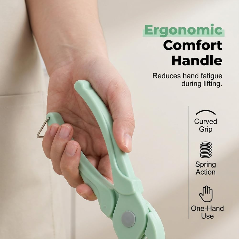 4-Piece Hot Plate Gripper Set, Anti-Scalding Kitchen Bowl Gripper with Silicone Pads, Stainless Steel Clips & Mini Gloves, Holder Tongs for Microwave, Air Fryer, Oven, Steamer Green