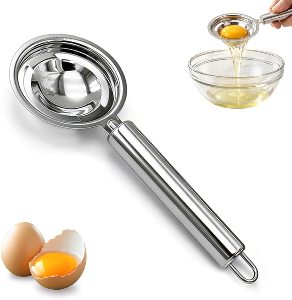 Egg Yolk Separator, Stainless Steel Egg Yolk Separation Tool, Egg Sifting Filter Divider with Hook for Baking & Cooking Kitchen Gadget 1PC