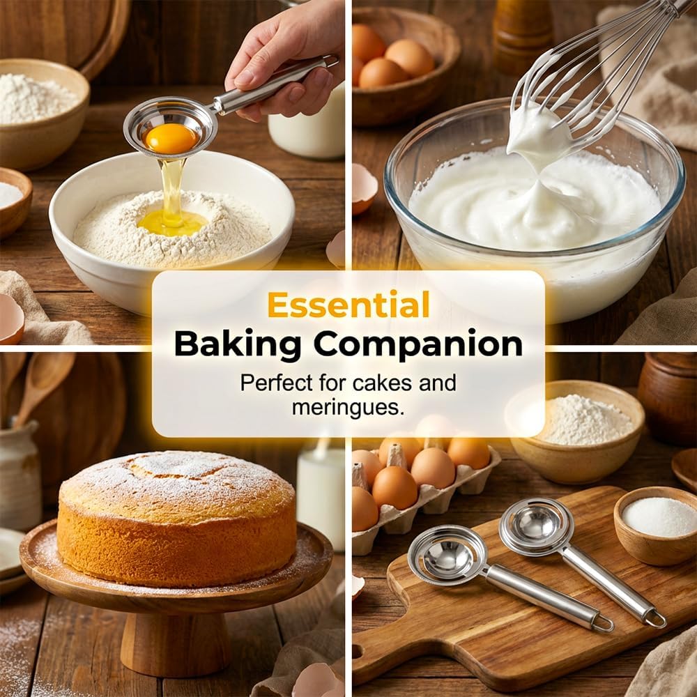 Egg Yolk Separator, Stainless Steel Egg Yolk Separation Tool, Egg Sifting Filter Divider with Hook for Baking & Cooking Kitchen Gadget 1PC