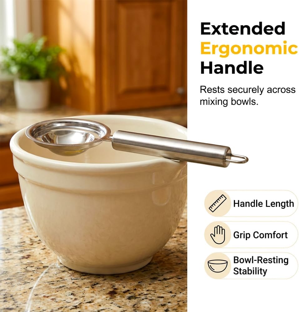 Egg Yolk Separator, Stainless Steel Egg Yolk Separation Tool, Egg Sifting Filter Divider with Hook for Baking & Cooking Kitchen Gadget 1PC