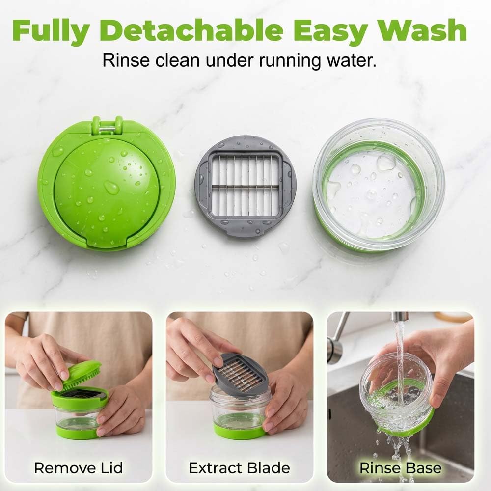 Mini Garlic Chopper and Press with Storage Container, Manual Garlic Mincer Crher Cutter, Premium Stainless Steel Blades, Handheld Compact Kitchen Gadget for Garlic, Ginger & Small Herbs 3PCS