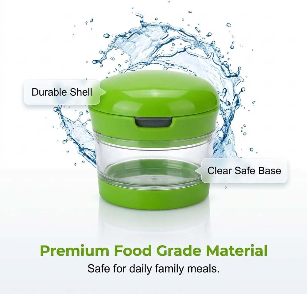 Mini Garlic Chopper and Press with Storage Container, Manual Garlic Mincer Crher Cutter, Premium Stainless Steel Blades, Handheld Compact Kitchen Gadget for Garlic, Ginger & Small Herbs 3PCS