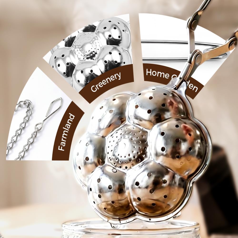 Tea Ball Tea Infer for Loose Leaf Tea, 304 Stainless Steel Fine Mesh Tea Strainer with 2 Styles Spring Handle & Chain Hook , Reable Tea Steeper for Tea Lovers 1 PCS Spring Handle