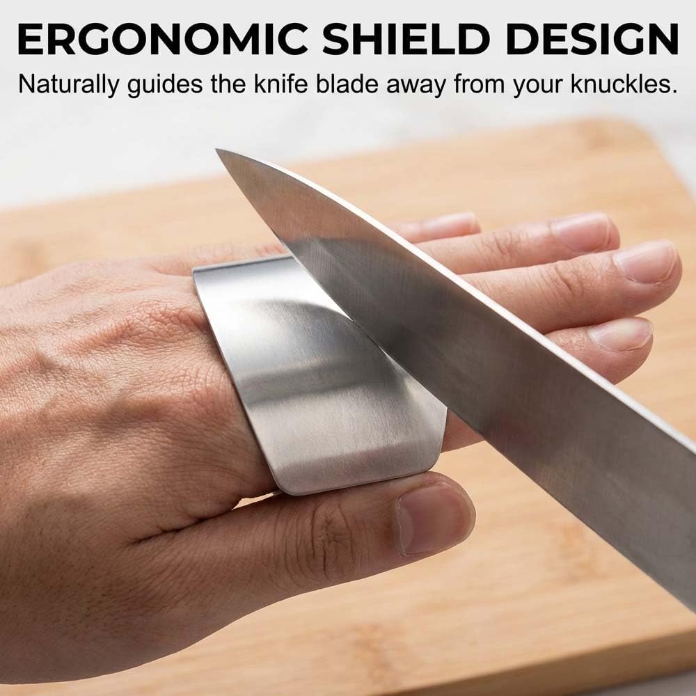 Stainless Steel Finger Guard for Cutting, Food Grade Finger Guard for Chopping Dicing Slicing, with Single/Double Finger Styles, Safe Kitchen Tool for Fingers Protection Mix