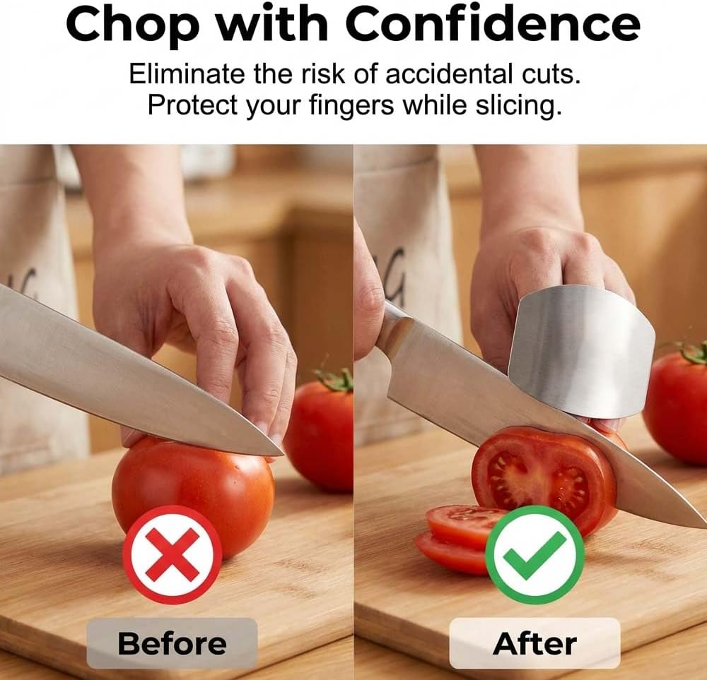 Stainless Steel Finger Guard for Cutting, Food Grade Finger Guard for Chopping Dicing Slicing, with Single/Double Finger Styles, Safe Kitchen Tool for Fingers Protection Mix