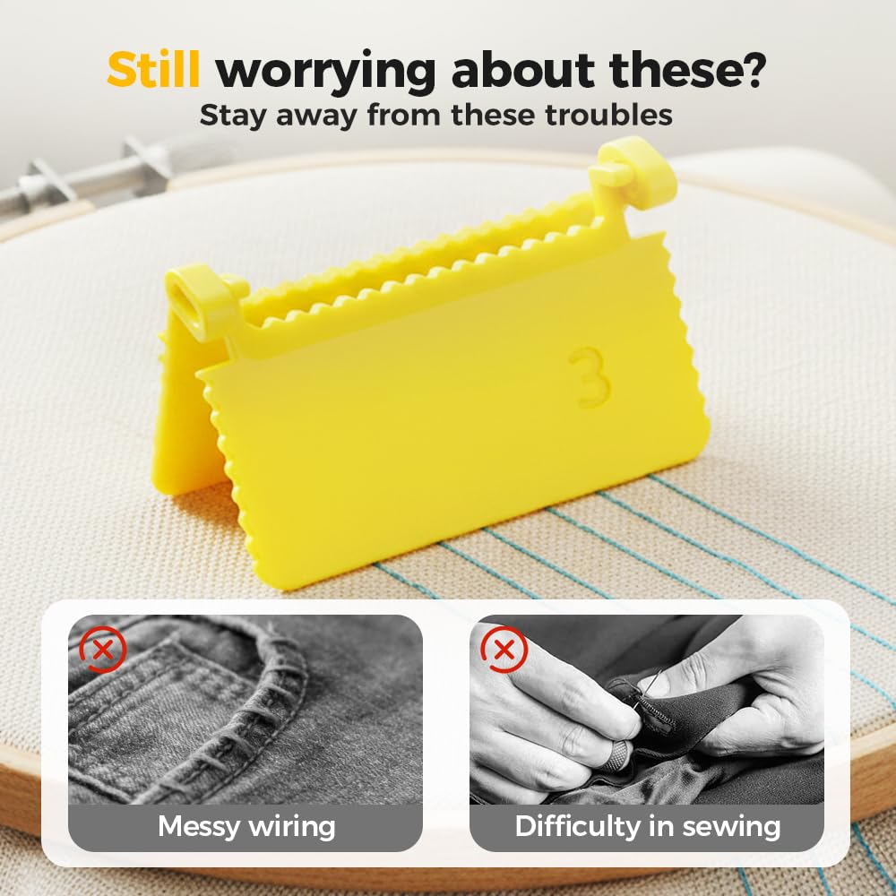 4Pcs Clip-On Sewing Edge Guide, Hand Edge Stitch Lock and Sewing Gauge for Even Stitches, Quilting Templates with 3mm, 4mm Spacing Set