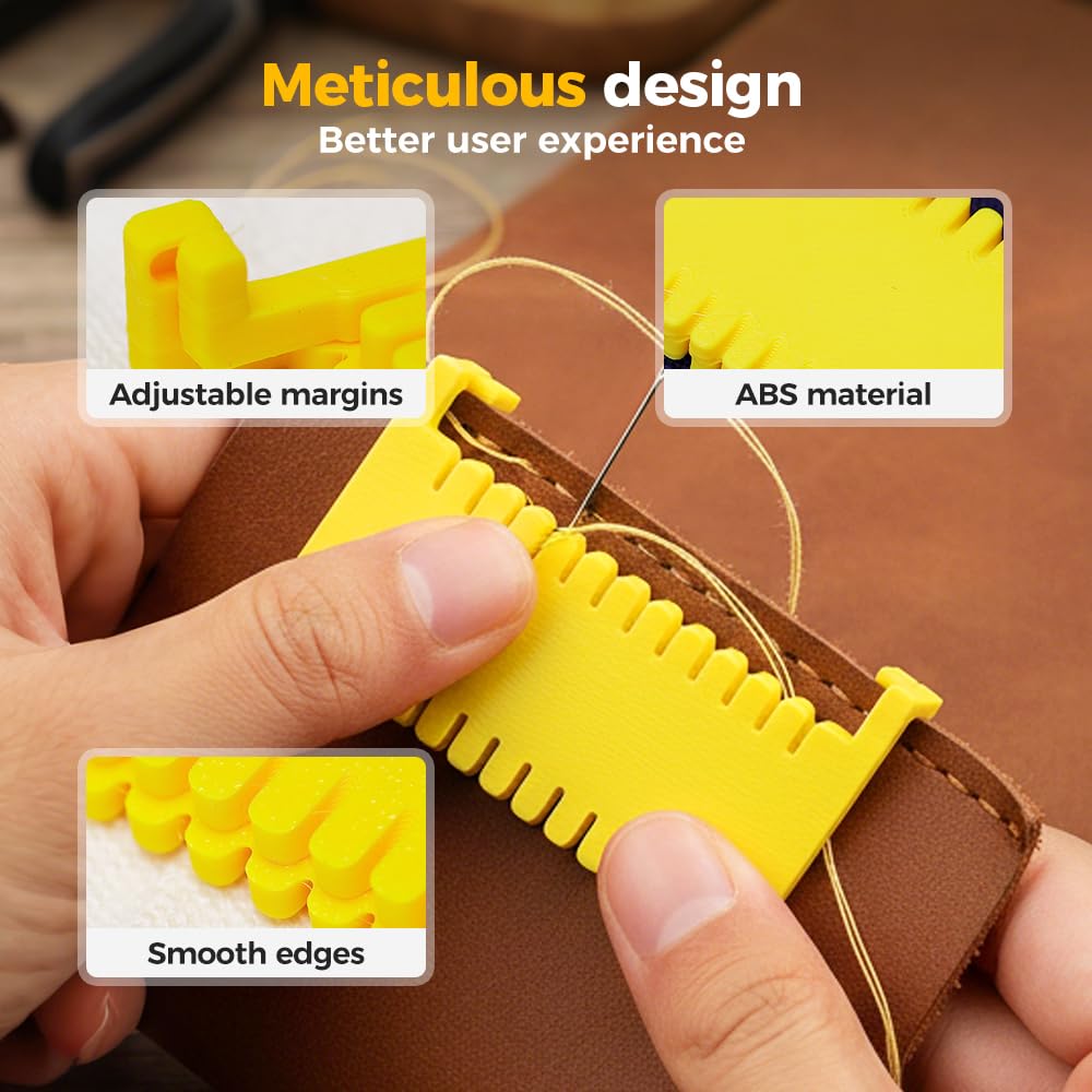 4Pcs Clip-On Sewing Edge Guide, Hand Edge Stitch Lock and Sewing Gauge for Even Stitches, Quilting Templates with 3mm, 4mm Spacing Set