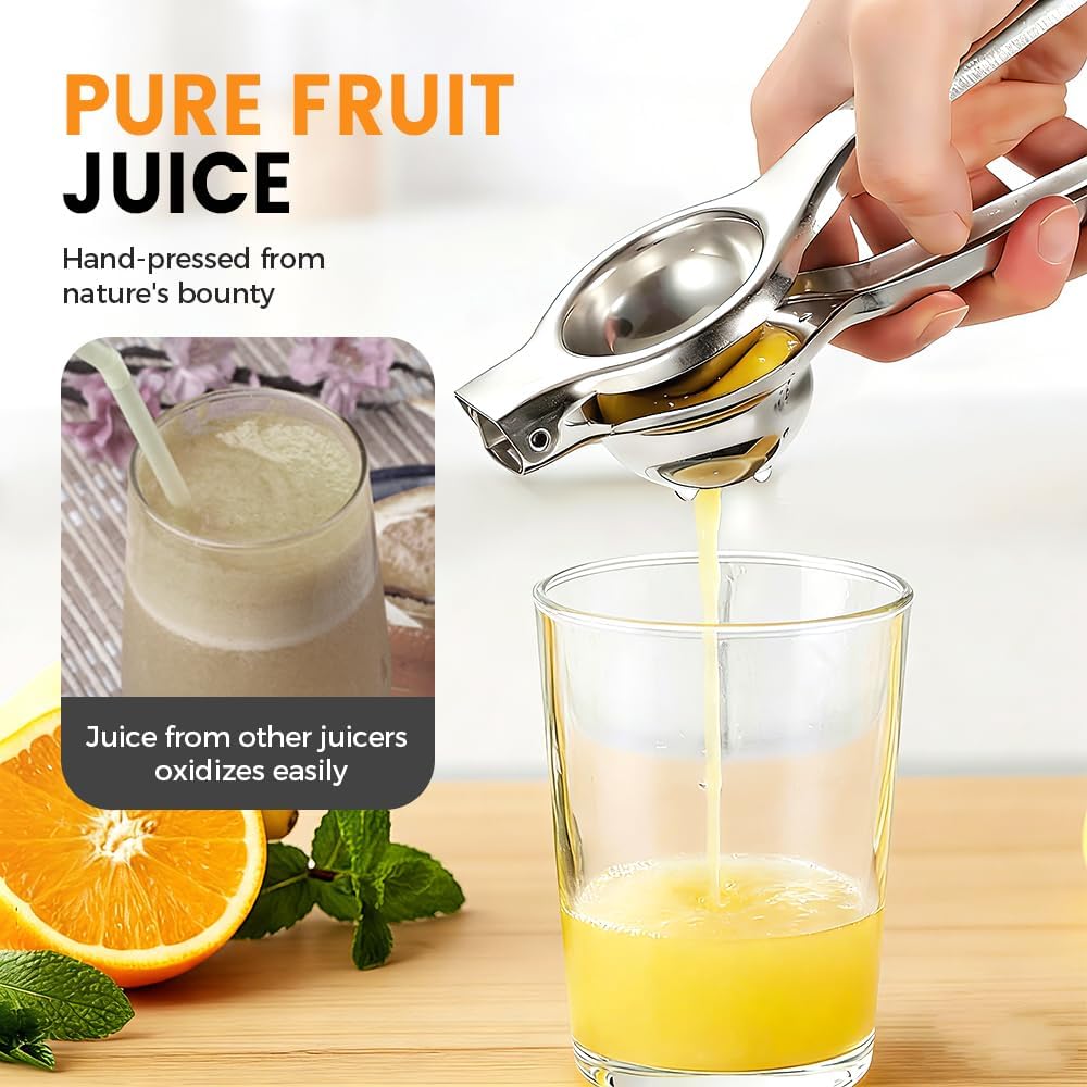 Lemon Squeezer, Stainless Steel Lemon Squeezer with Zester, Heavy Duty Squeezer Juicer for Lemon, Press Citr Juicer, Large Bowl Lime Squeezer for Home & Bar 2PCS
