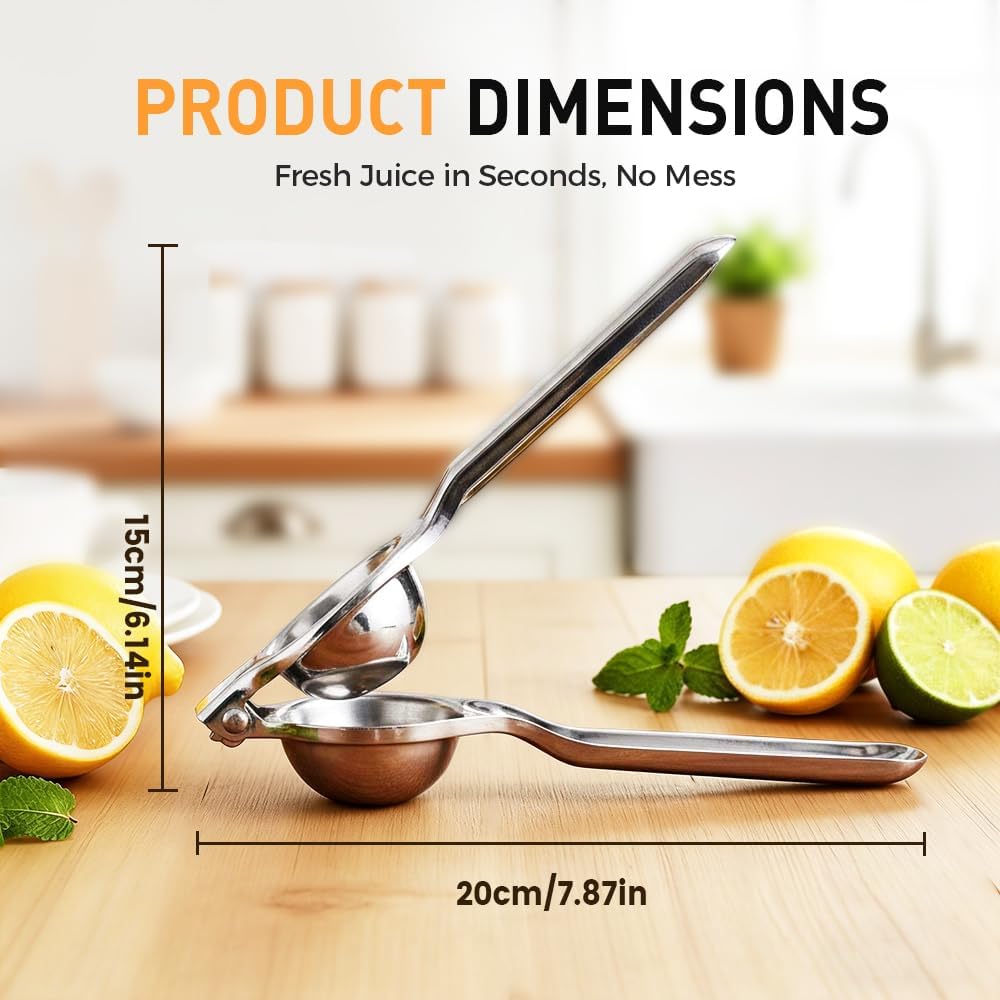 Lemon Squeezer, Stainless Steel Lemon Squeezer with Zester, Heavy Duty Squeezer Juicer for Lemon, Press Citr Juicer, Large Bowl Lime Squeezer for Home & Bar 2PCS