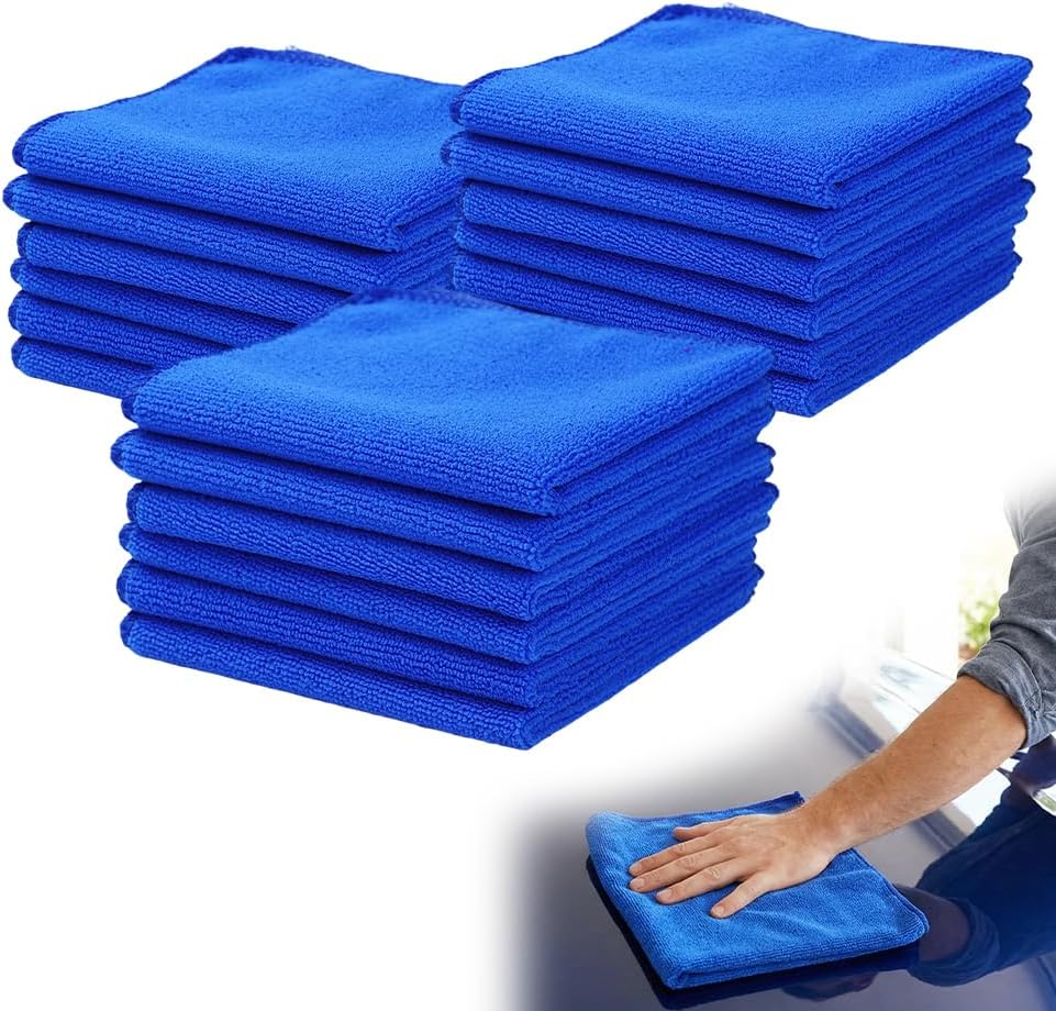 Microfiber Towels for Cars, Microfiber Cleaning Cloth, All-Purpose Microfiber Towels, Cleaning Rags for Cars, Hoe, Free from Streaks/Lint/Scratch, Blue, 12" x 12" 15-Pack