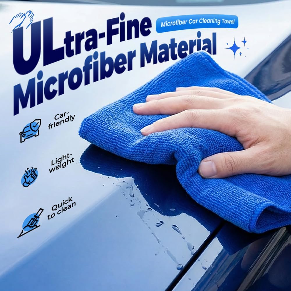 Microfiber Towels for Cars, Microfiber Cleaning Cloth, All-Purpose Microfiber Towels, Cleaning Rags for Cars, Hoe, Free from Streaks/Lint/Scratch, Blue, 12" x 12" 15-Pack