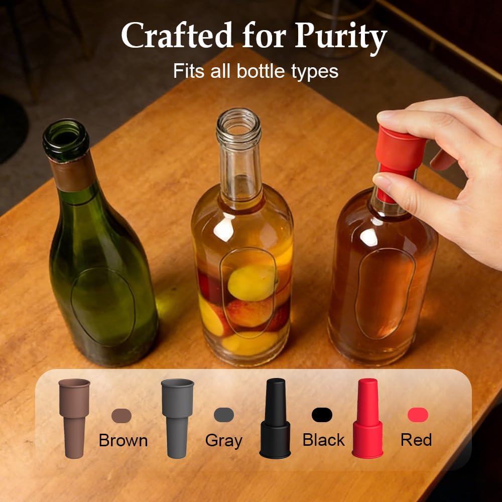 8 PCS Silicone Wine Stopper for Wine Bottles, Double-Layer Leakproof Seal, Reusable Sparkling Wine Bottle Stopper for Wine, Beer, Soda Style D