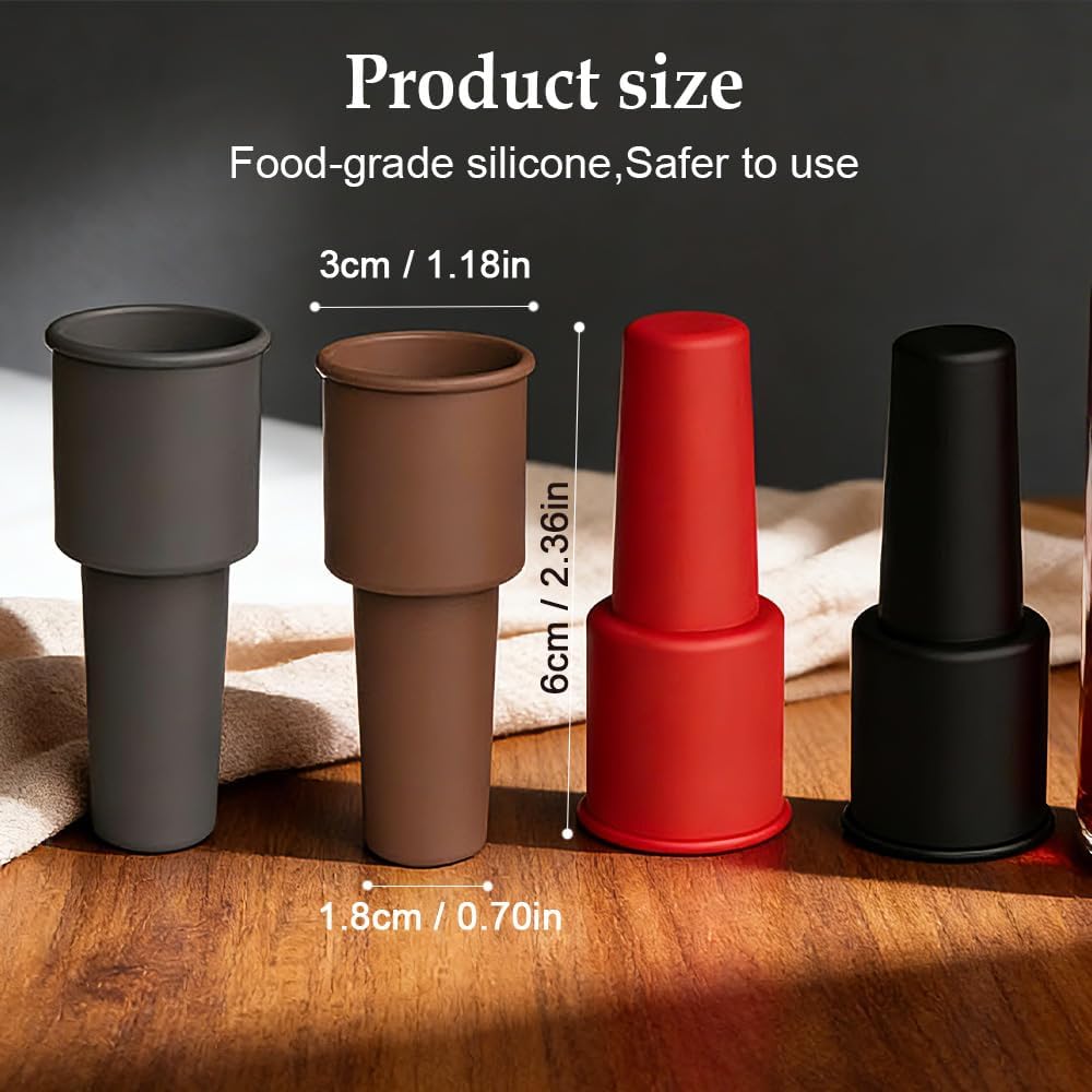 8 PCS Silicone Wine Stopper for Wine Bottles, Double-Layer Leakproof Seal, Reusable Sparkling Wine Bottle Stopper for Wine, Beer, Soda Style D