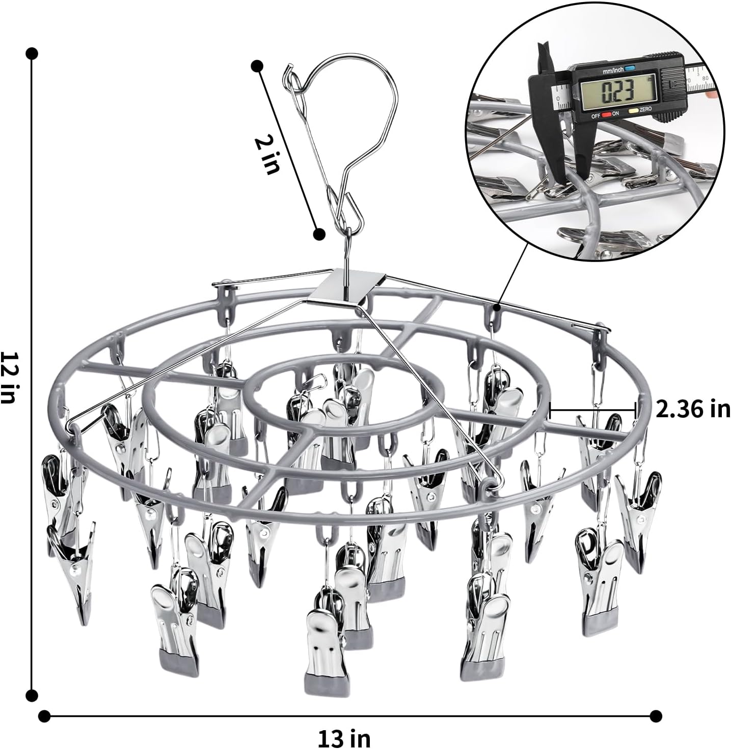 Drying Rack Clothing with 24 Clips，Sock Hanger for Drying，Hanging Clothes Dryer Underwear Hangers Racks Laundry Herb Socks Panty Wet Bra Lingerie Baby cates Foldable Small Indoor Metal