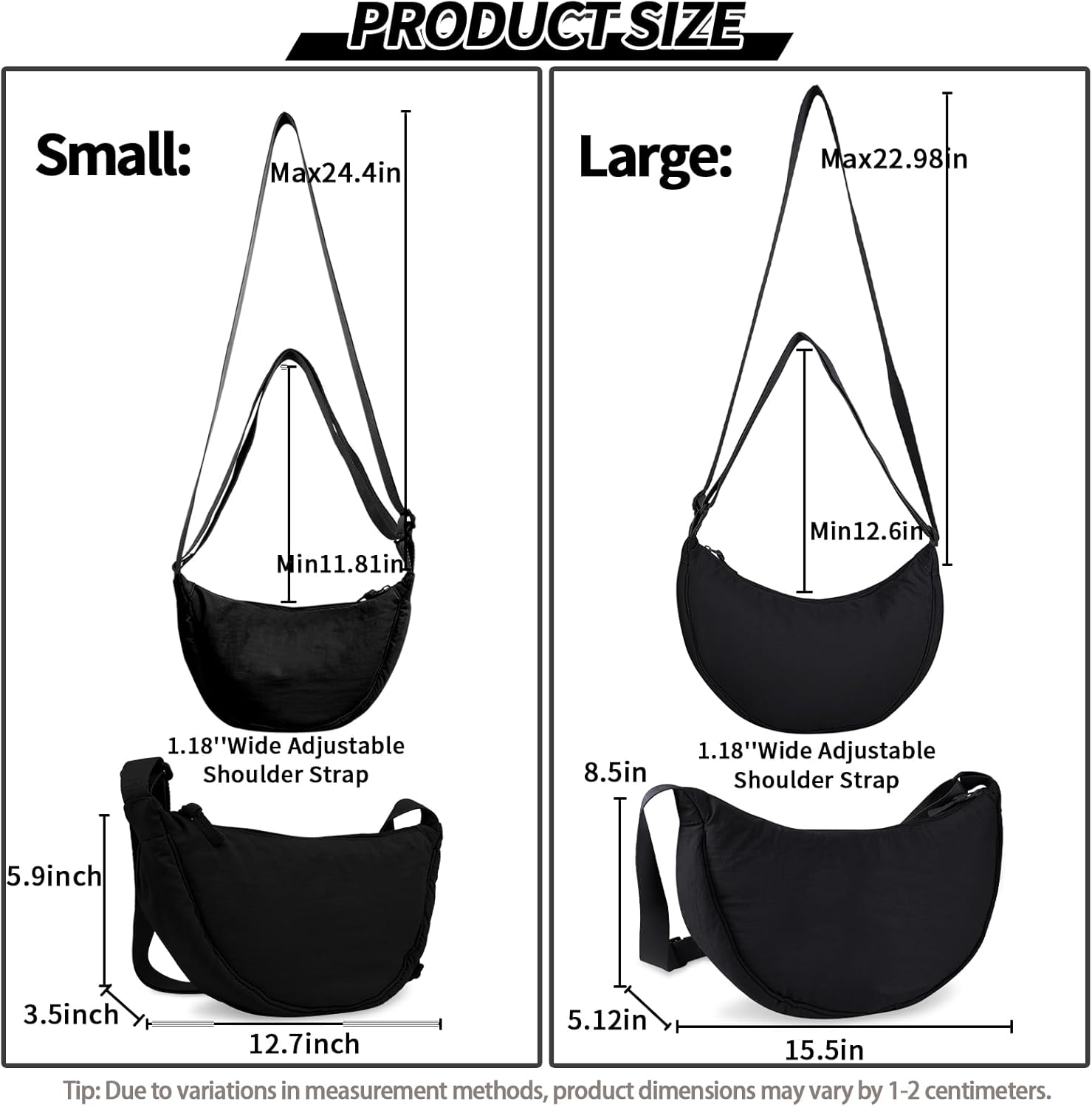 Nylon Crescent Crossbody Bag for Women Purses Trendy Men,Small Travel Sling Bag Hobo