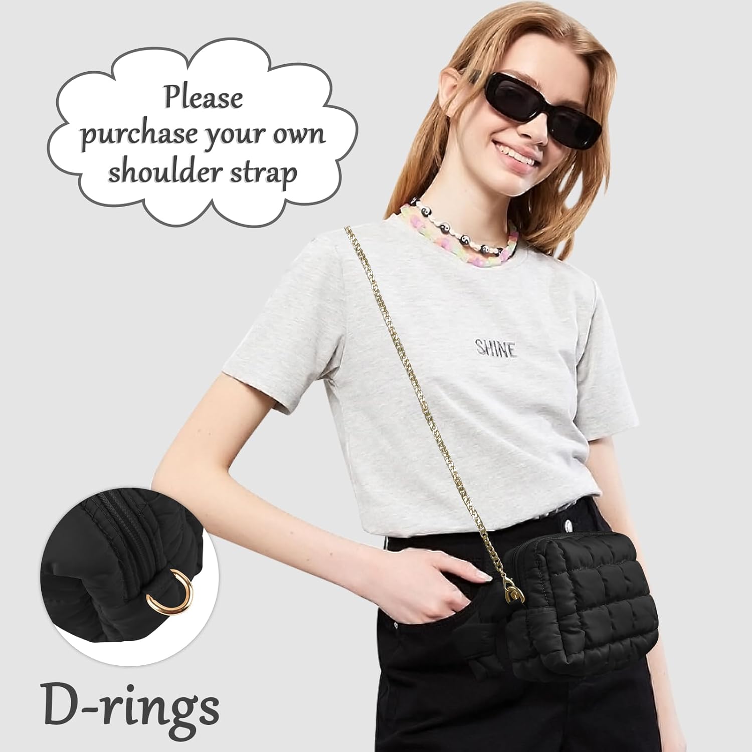 Puffer Quilted Makeup Bag Cosmetic Bags,Puffy Travel Toiletry Pouch for Women,Cute Checkered Zipper Bag Travel Essential,Portable Aesthetic Make up Organizer Bag for Gifts Work Daily Black,M