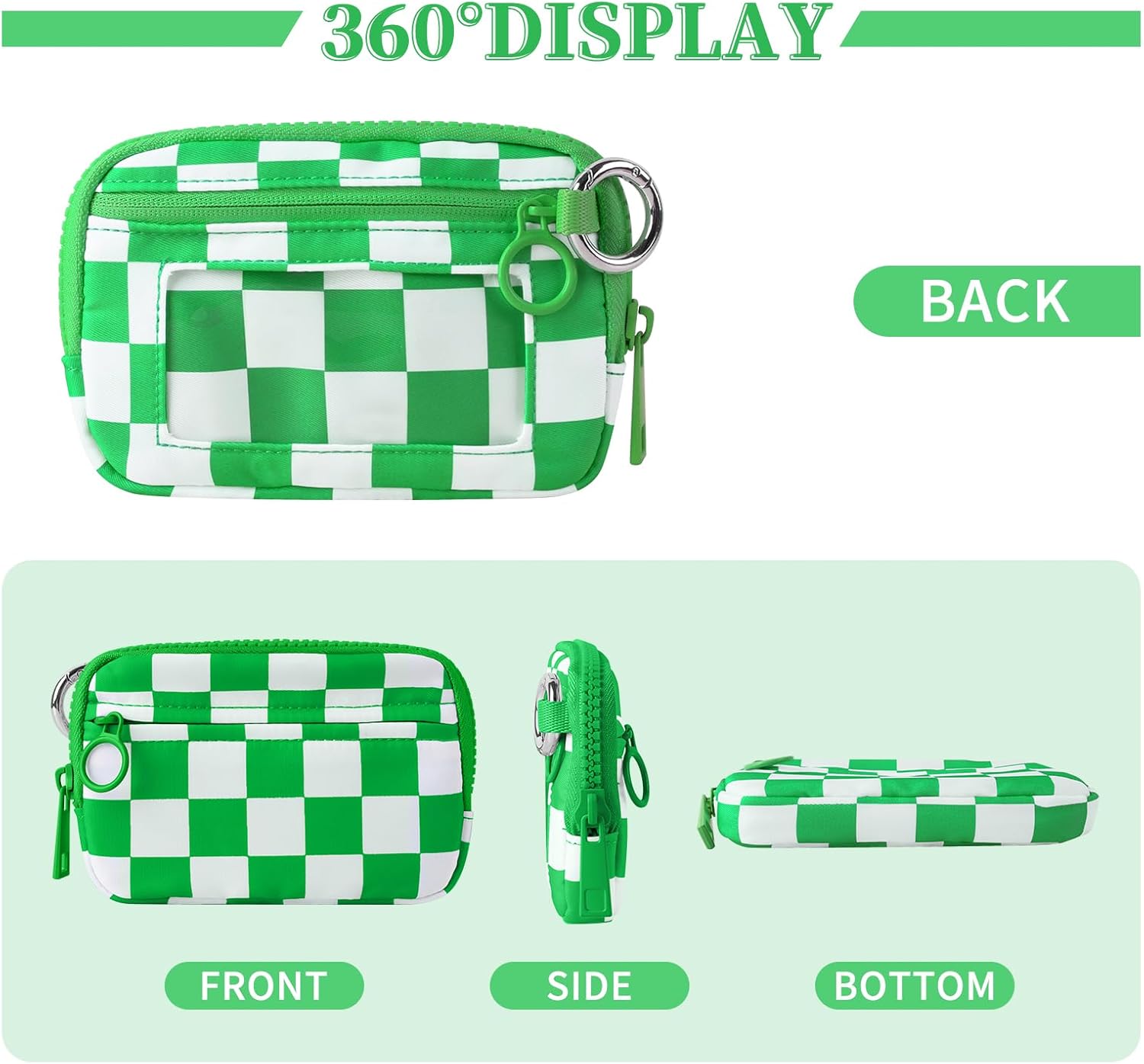 The Iris' Wallet Wristlet Pouch 2nd Gen for Women/Men,Iris Carry All Wallet Zip Card Case with ID Window,Portable Change Coin Purse,Waterproof Nylon Keychain Purse for Travel Daily Green