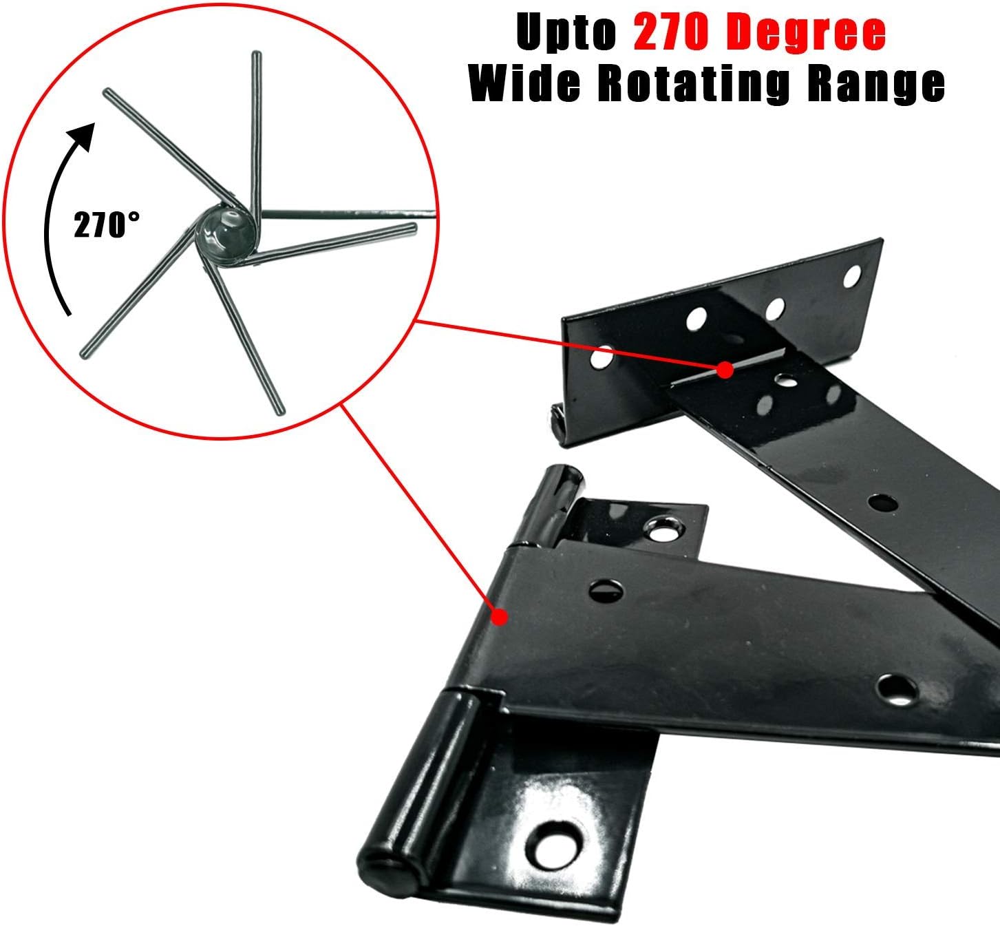 Heavy Duty T Hinge Tee Hinge T Strap Hinge Shed Hinge Gate Hinge Barn Hinge Fence Hinge Door Hinge Wrought Rtproof All Size Black 4 pcs, 8 inch