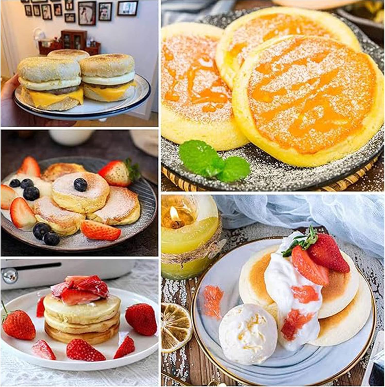 English Muffin Rings, Stainless Steel Crumpet Rings, 6 Pcs Nonstick Metal Round Ring Molds with Silicone Oil Brh 4 inch 12 pcs