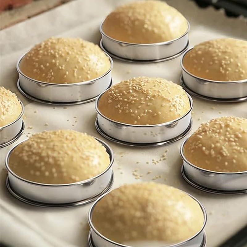 English Muffin Rings, Stainless Steel Crumpet Rings, 6 Pcs Nonstick Metal Round Ring Molds with Silicone Oil Brh 4 inch 12 pcs