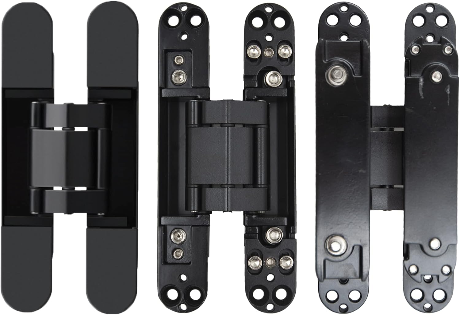 6 inch Hidden Door Hinges Invisible Hinges Concealed Hinges Zinc Alloy 180 Degree Swing Hinge 3 Way Adjtable Butt Hinge 6 x 2.5 x 1 inch Black Pack of 3