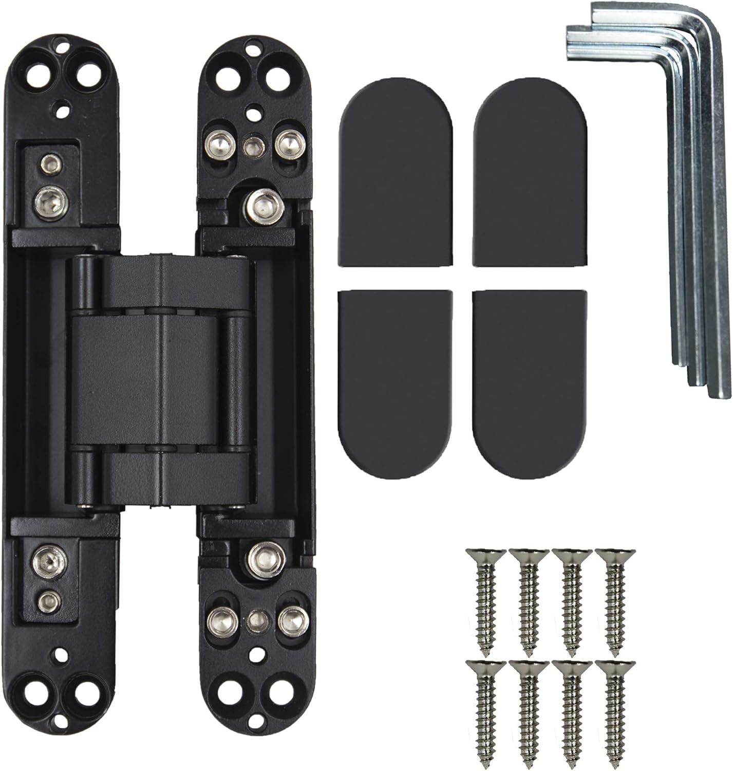 6 inch Hidden Door Hinges Invisible Hinges Concealed Hinges Zinc Alloy 180 Degree Swing Hinge 3 Way Adjtable Butt Hinge 6 x 2.5 x 1 inch Black Pack of 3
