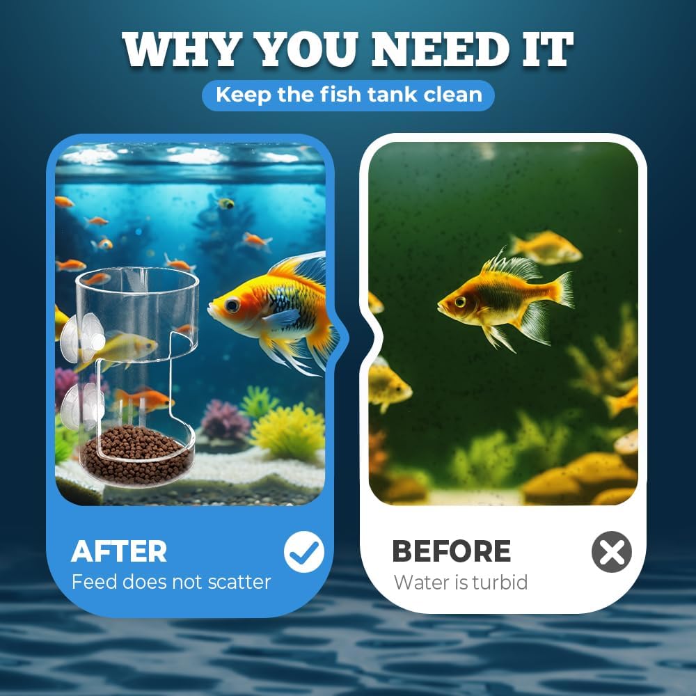 No Mess Aquarium Feeder, 2026 New Acrylic Clear Fish Tank Feeder with Suction Cup, Preventing Food Scattering Square