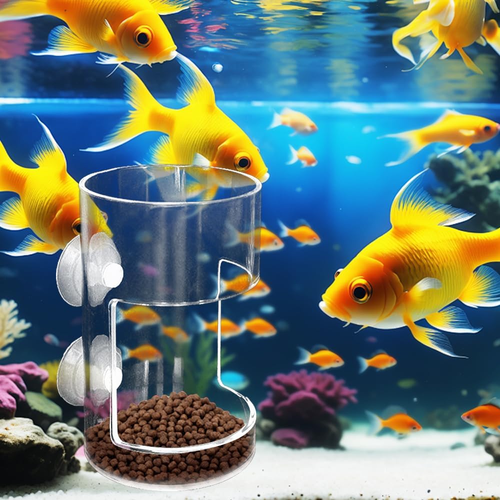 No Mess Aquarium Feeder, 2026 New Acrylic Clear Fish Tank Feeder with Suction Cup, Preventing Food Scattering Square