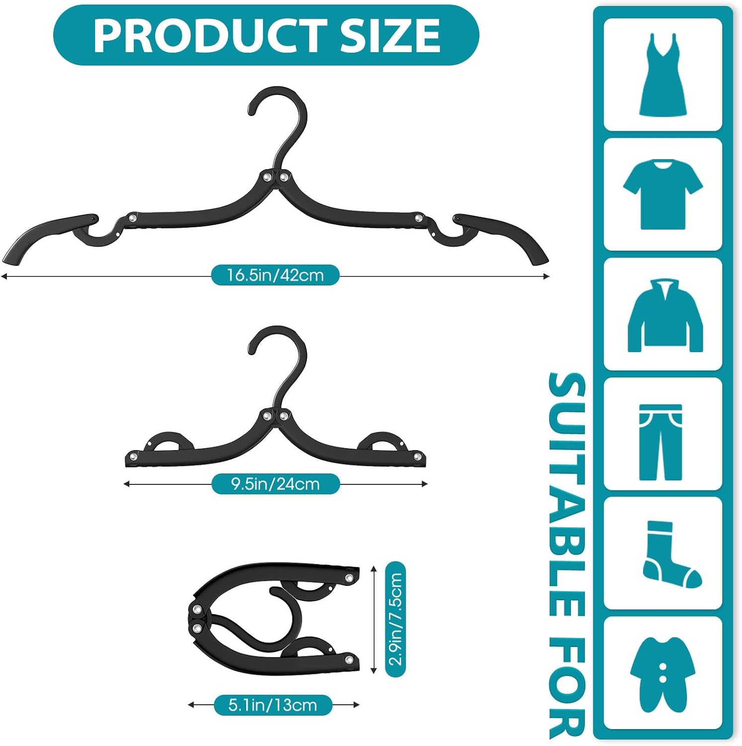 15 Pcs Travel Hangers Portable Foldable Travel Hanger Organizer 2 Pack 9 Layers Pants Hangers Space Saving