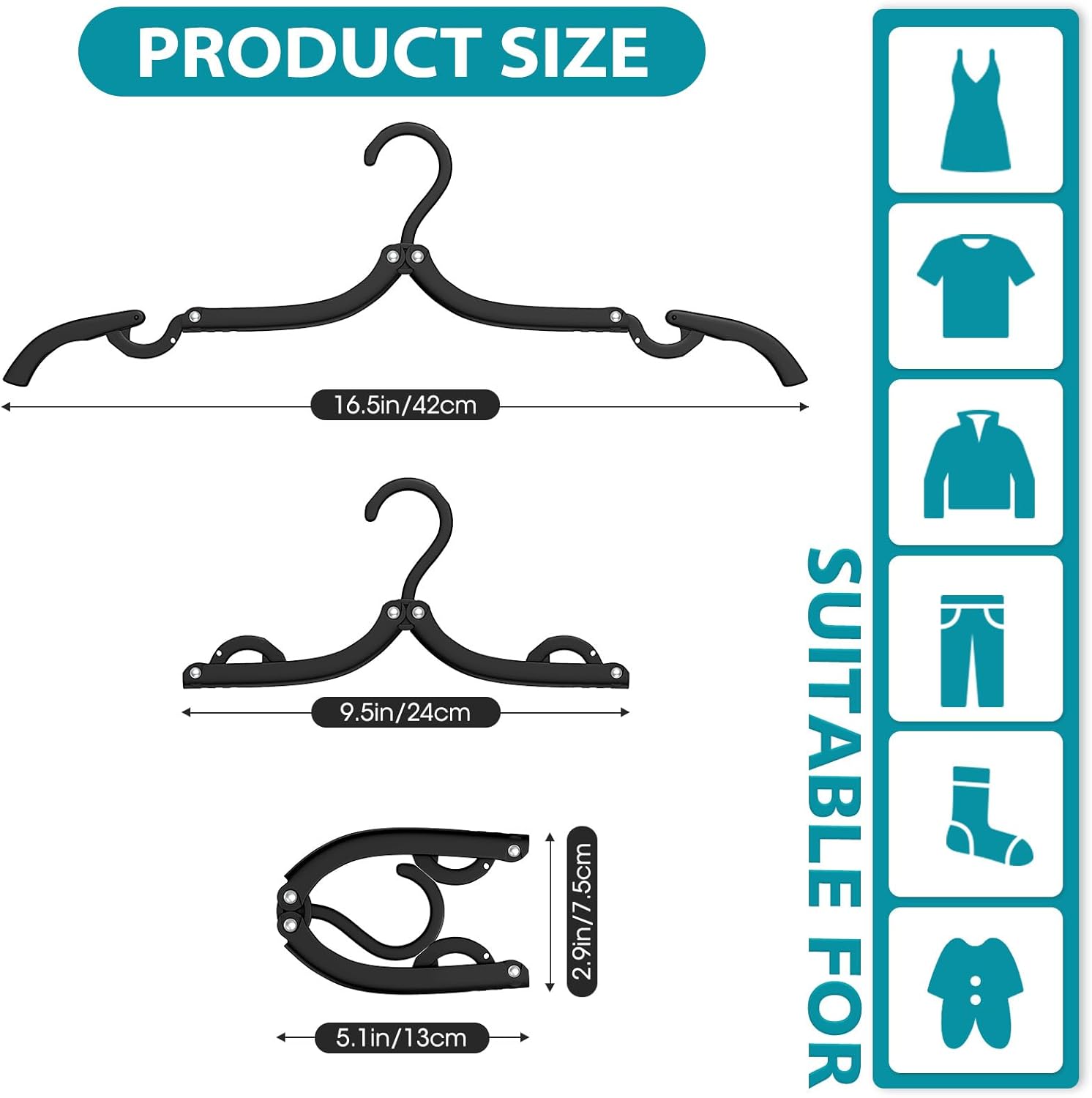 30 Pcs Travel Hangers Portable Foldable Travel Hanger Organizer and 2 Pack 9 Layers Pants Hangers Space Saving Cruise Essentials