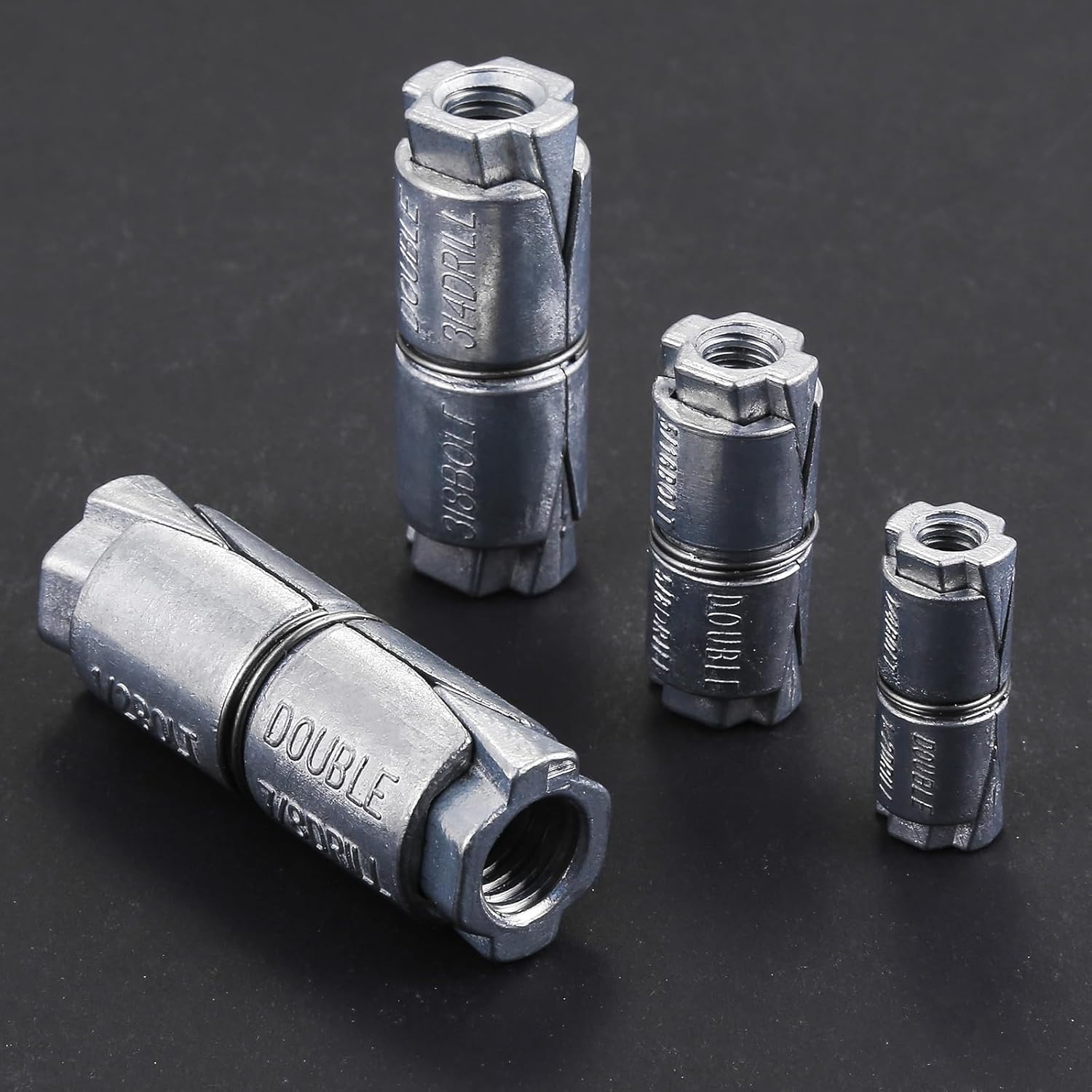 25 pcs 1/4x1-1/4 Outer diameter1/2 Double Expansion Anchor, Zinc Plated Double Expansion Shield Anchors, Double Expansion Shields,for Masonry, Concrete, Brick or Block