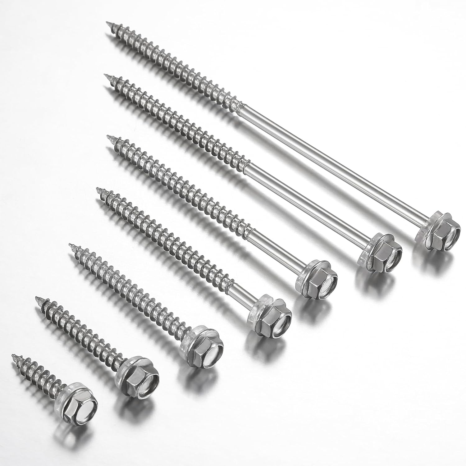 200Pcs #10x1-1/4 Self-Tapping Screws for Wood 410 Stainless Steel Hexagon Head Quick Tapping