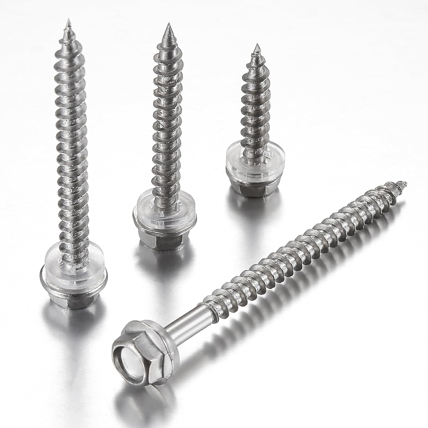 200Pcs #10x1-1/4 Self-Tapping Screws for Wood 410 Stainless Steel Hexagon Head Quick Tapping
