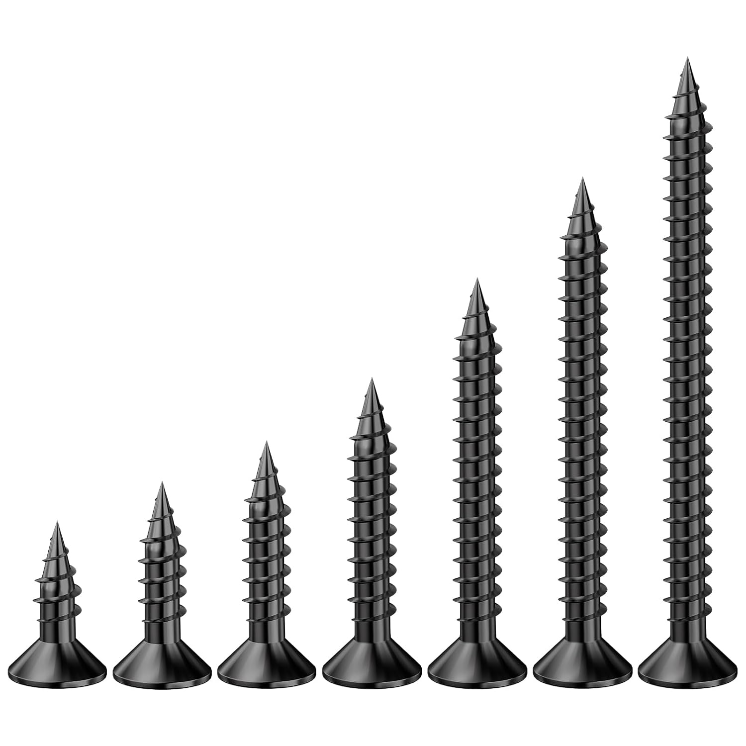 300Pcs #8x1-1/2 Black Wood Screw Quick Metal Self Tapping Flat Head