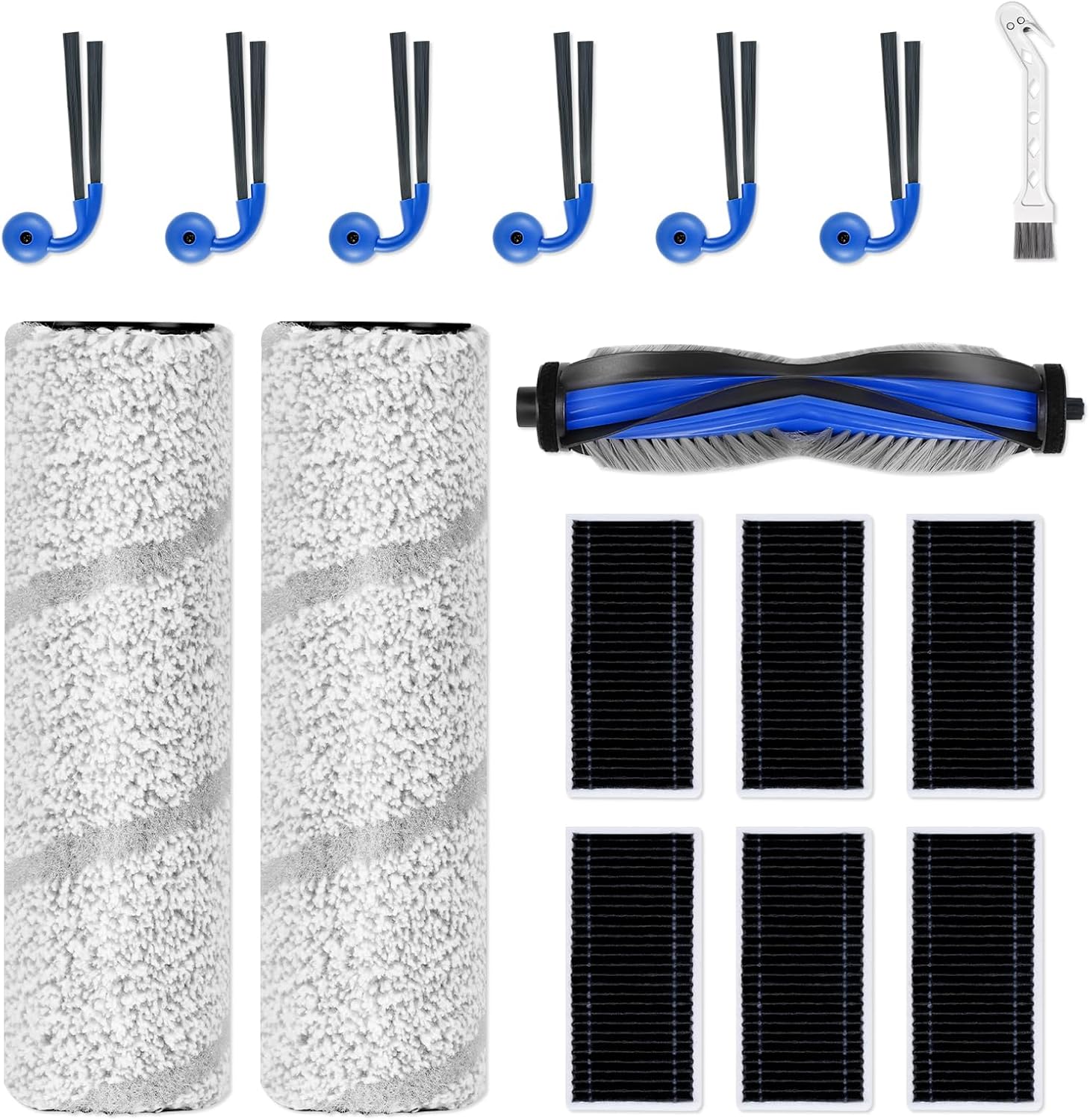 15Pcs Replacement Accessories Compatible with Ecovacs Deebot X11 Pro Omni / X11 OmniCycloneRobot Vacuum Cleaner,Parts Include 1 Main Brh,2 Roller Mop Pads,6 Hepa Filters,6 Side Brh