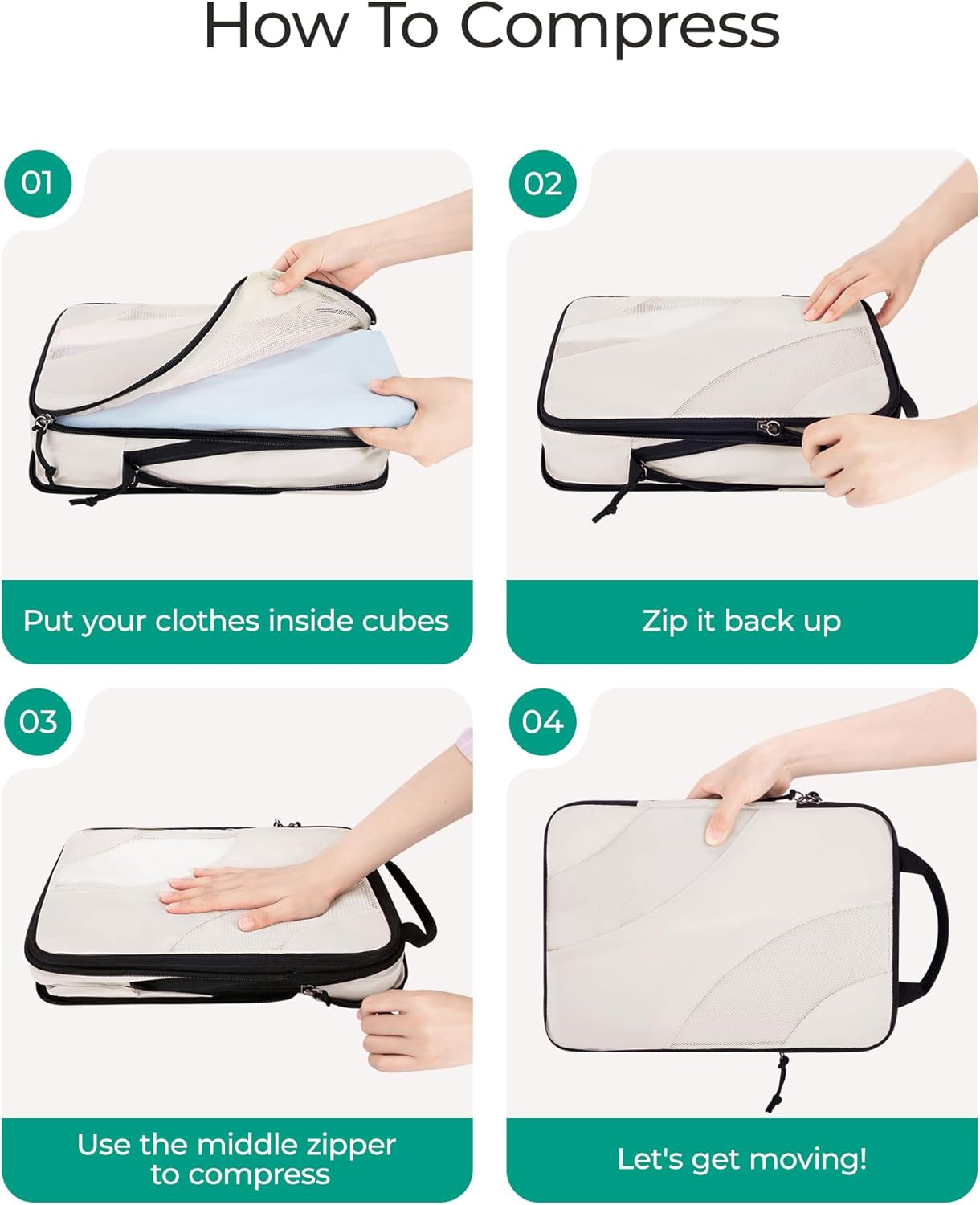 Compression Packing Cubes, 6 Set/4 Set/2 Set Travel Packing Cubes for Carry on Suitcases, Compression Suitcase Organizers Bag Set & Travel Cubes for Luggage, Lightweight Packing Organizers