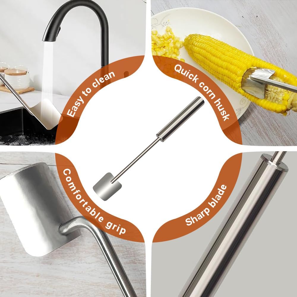 Easy Clean Corn Cob Peeler, 2025 Upgraded Stainless Steel Corn Stripper for Corn on the Cob, Fast and Safe, Suitable for Home Kitchens, Restaurant Chefs, Outdoor Dining Enthusiasts 1 pcs