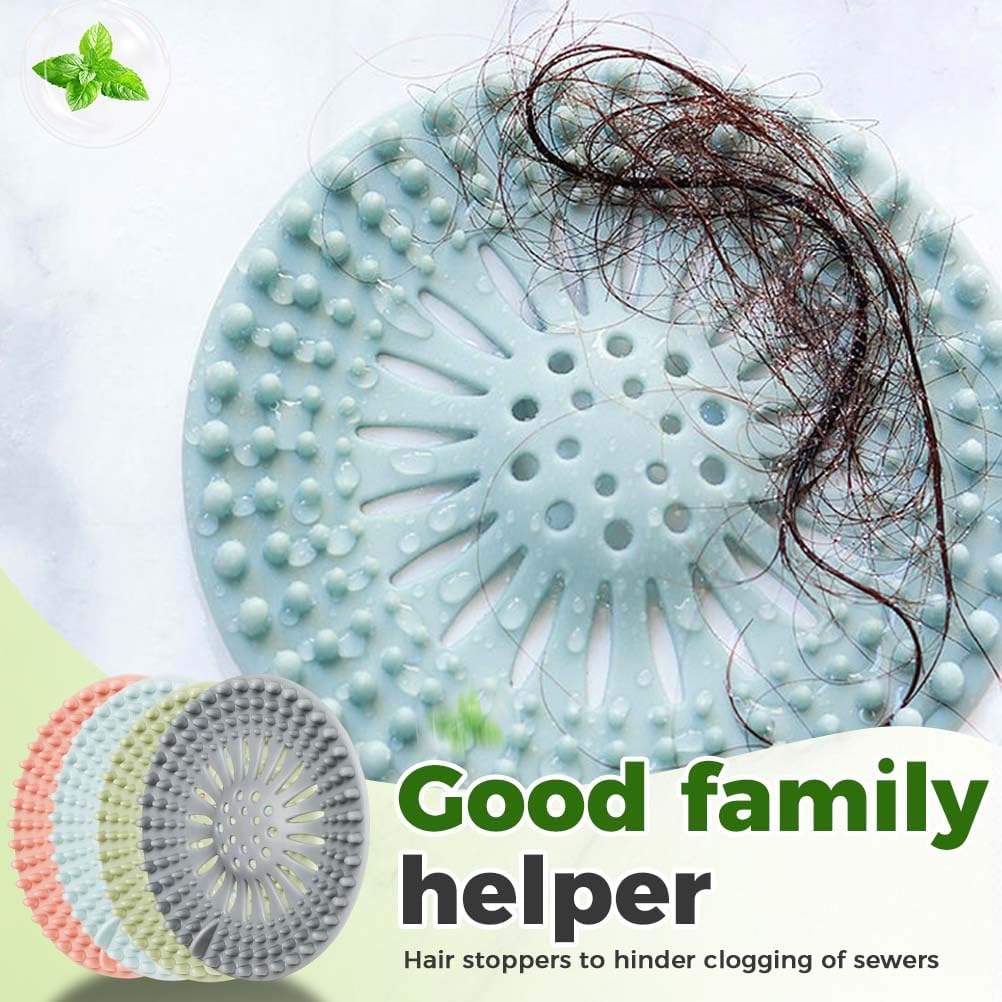 Hair Catcher Shower Drain, Silicone Sink Drain Strainer, Durable Easy Clean Drain Covers for Sink, Kitchen, Bathtub and Bathroom Drains Set, 4 pcs