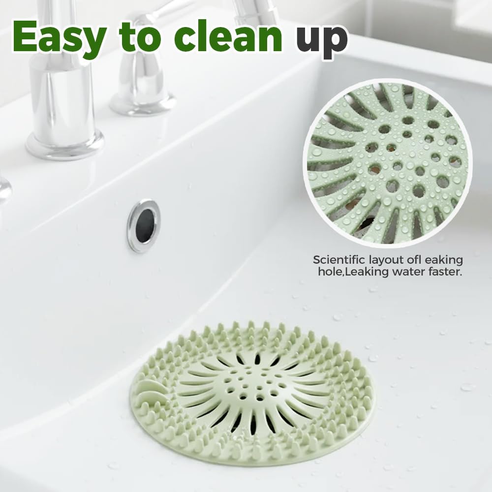 Hair Catcher Shower Drain, Silicone Sink Drain Strainer, Durable Easy Clean Drain Covers for Sink, Kitchen, Bathtub and Bathroom Drains Set, 4 pcs