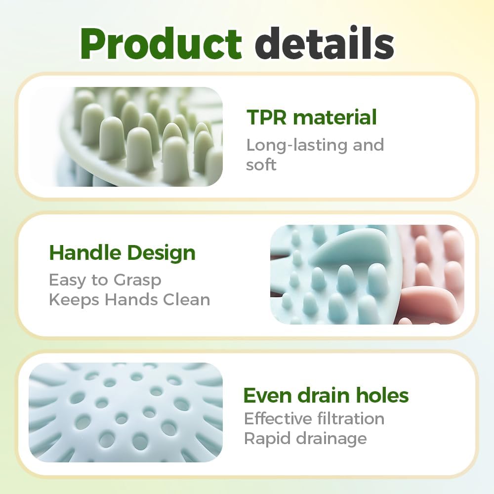 Hair Catcher Shower Drain, Silicone Sink Drain Strainer, Durable Easy Clean Drain Covers for Sink, Kitchen, Bathtub and Bathroom Drains Set, 4 pcs