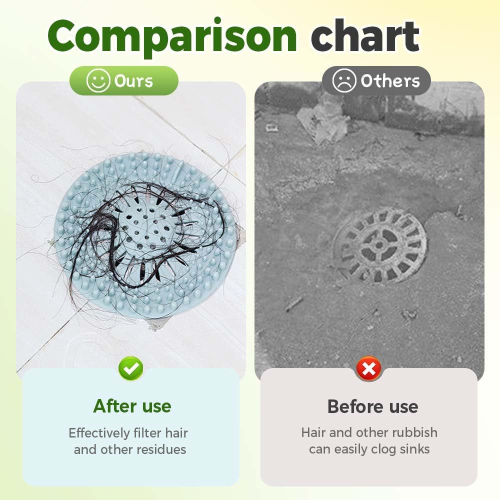 Hair Catcher Shower Drain, Silicone Sink Drain Strainer, Durable Easy Clean Drain Covers for Sink, Kitchen, Bathtub and Bathroom Drains Set, 4 pcs