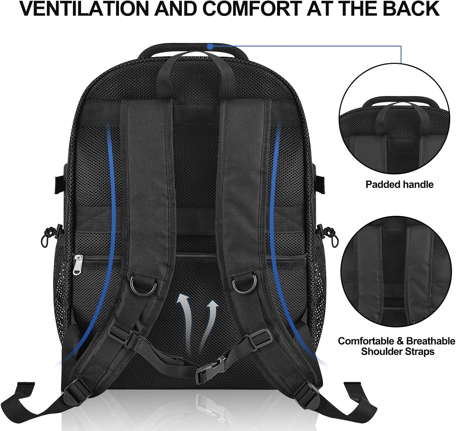 Heavy Duty X-Large Mesh Backpacks for Adults,Semi-Transparent college Backpacks with Rain cover for School, Beach, and Travel X-Large