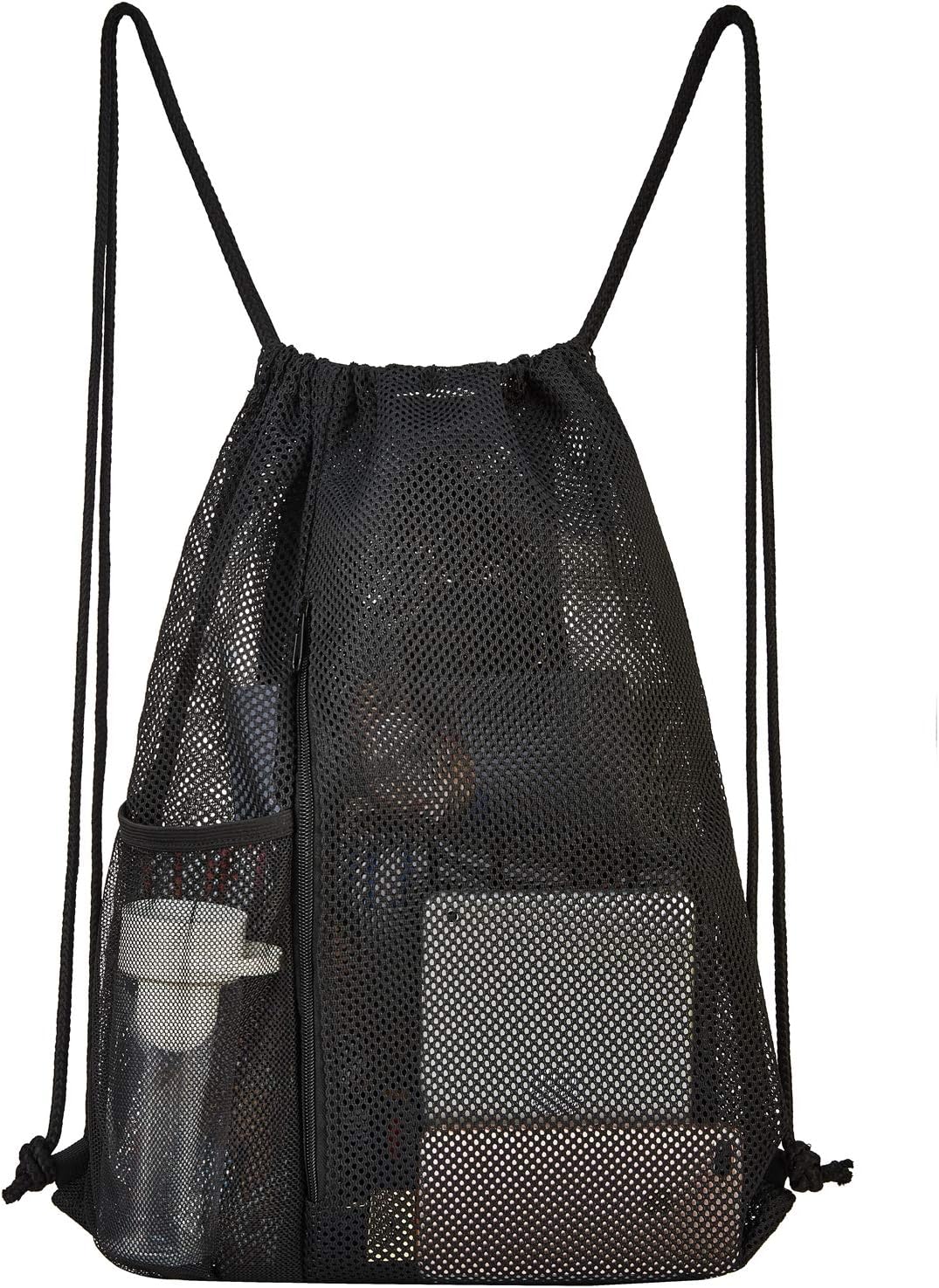 Heavy Duty Mesh Drawstring bag for Soccer Ball，Beach Toys -Drawstring Backpack Sports Gym Bag