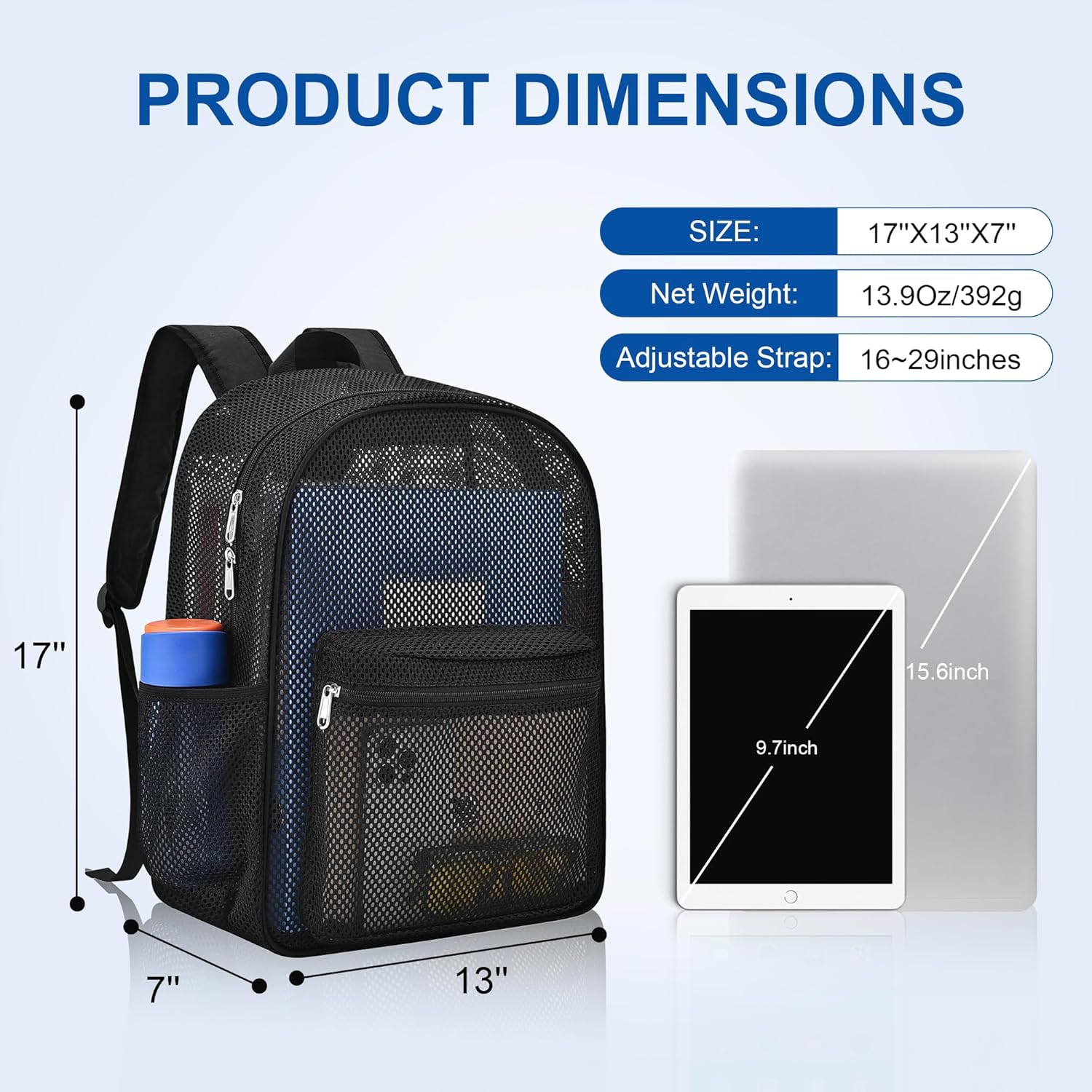 Heavy Duty Semi-Transparent Mesh Backpack，See Through College Student Backpack，