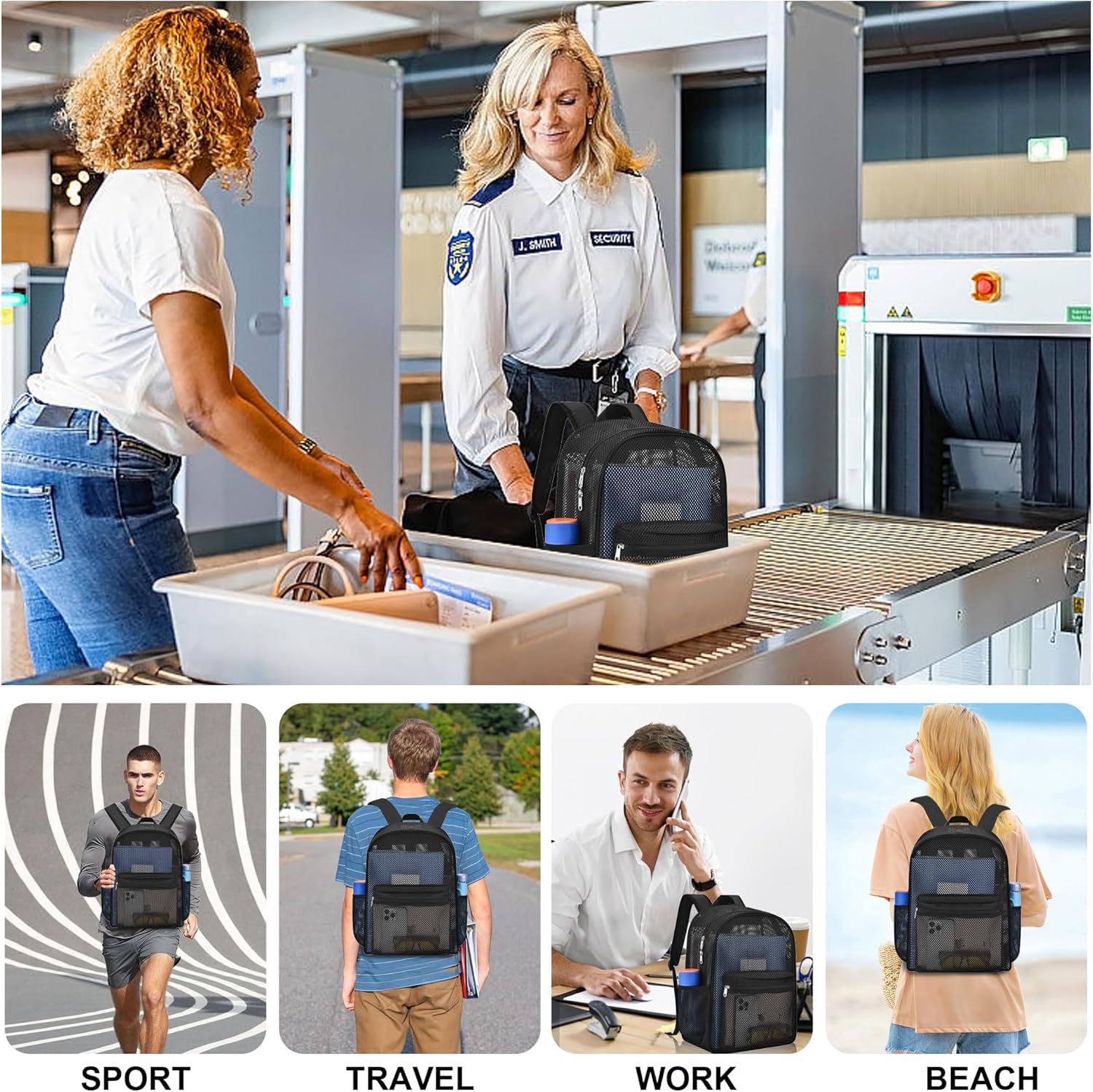 Heavy Duty Semi-Transparent Mesh Backpack，See Through College Student Backpack，