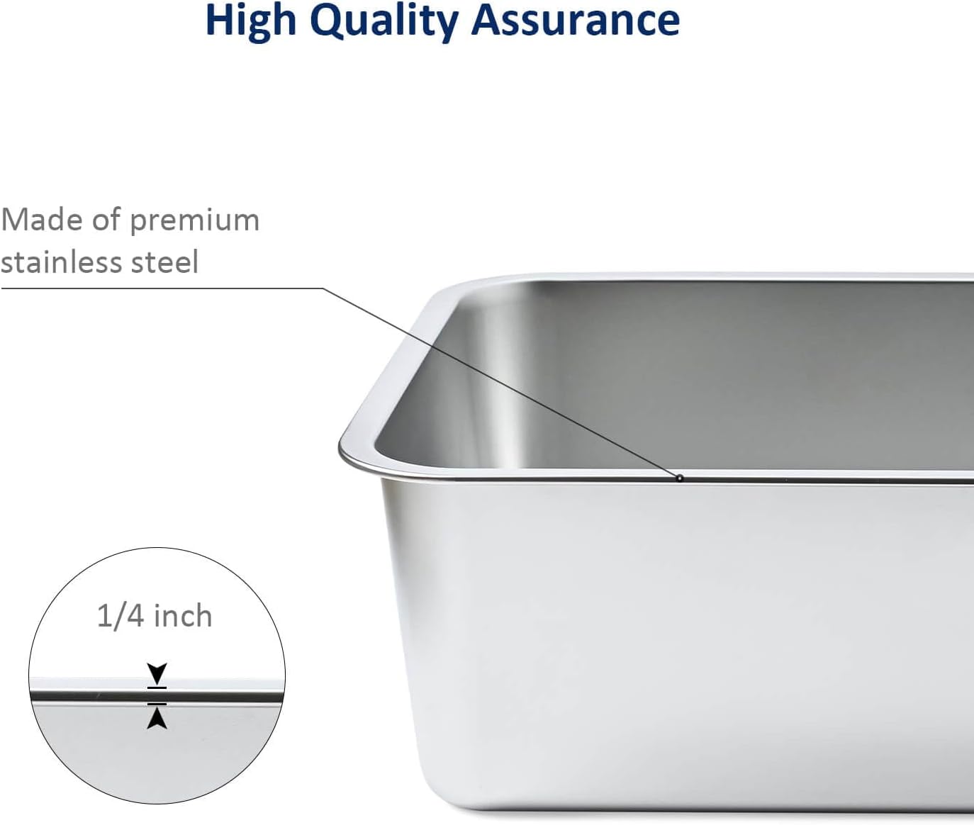 Stainless Steel Cat Litter Box, High Sides Kitten Toilet, Top Open Pet Tray, Non-Stick, Odorless, Rt-Resistant, Easy-Clean Pan, Silver Box 24x16x6 Inch