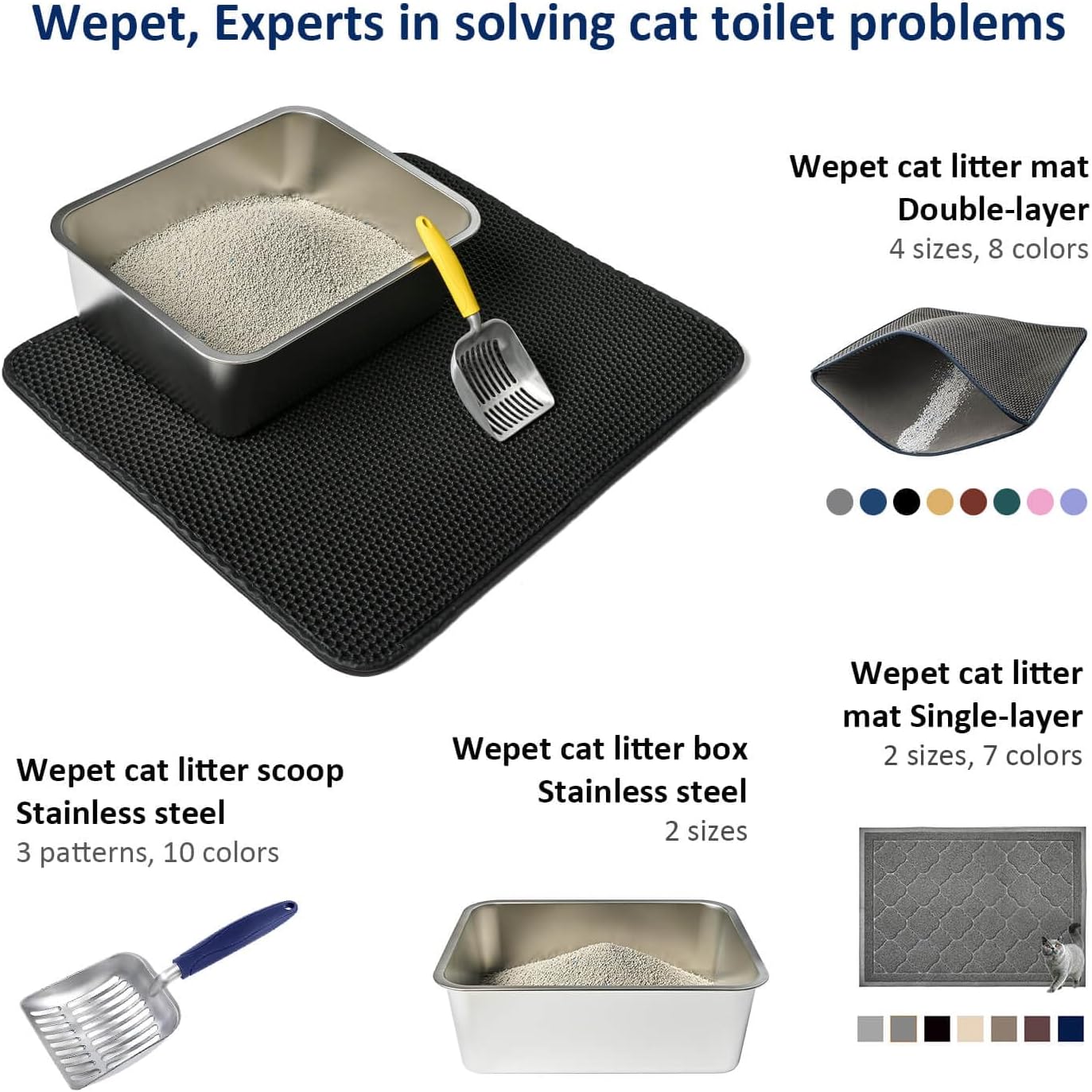 Stainless Steel Cat Litter Box, High Sides Kitten Toilet, Top Open Pet Tray, Non-Stick, Odorless, Rt-Resistant, Easy-Clean Pan, Silver Box 24x16x6 Inch