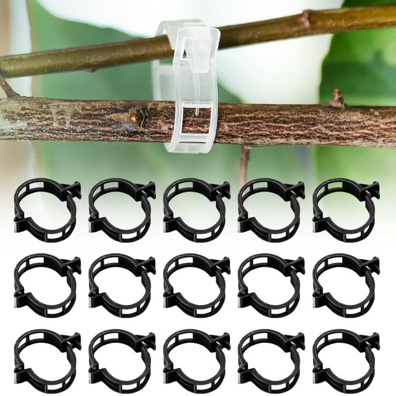 Secured Plastic Plant Clip, 2024 New Plant Support Clips for Climbing Plants, Portable Garden Plant Support Clips Plastic Tomato Grape Vine Vegetables Plant Clips 100, White