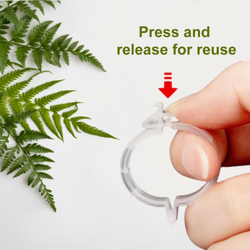 Secured Plastic Plant Clip, 2024 New Plant Support Clips for Climbing Plants, Portable Garden Plant Support Clips Plastic Tomato Grape Vine Vegetables Plant Clips 100, White